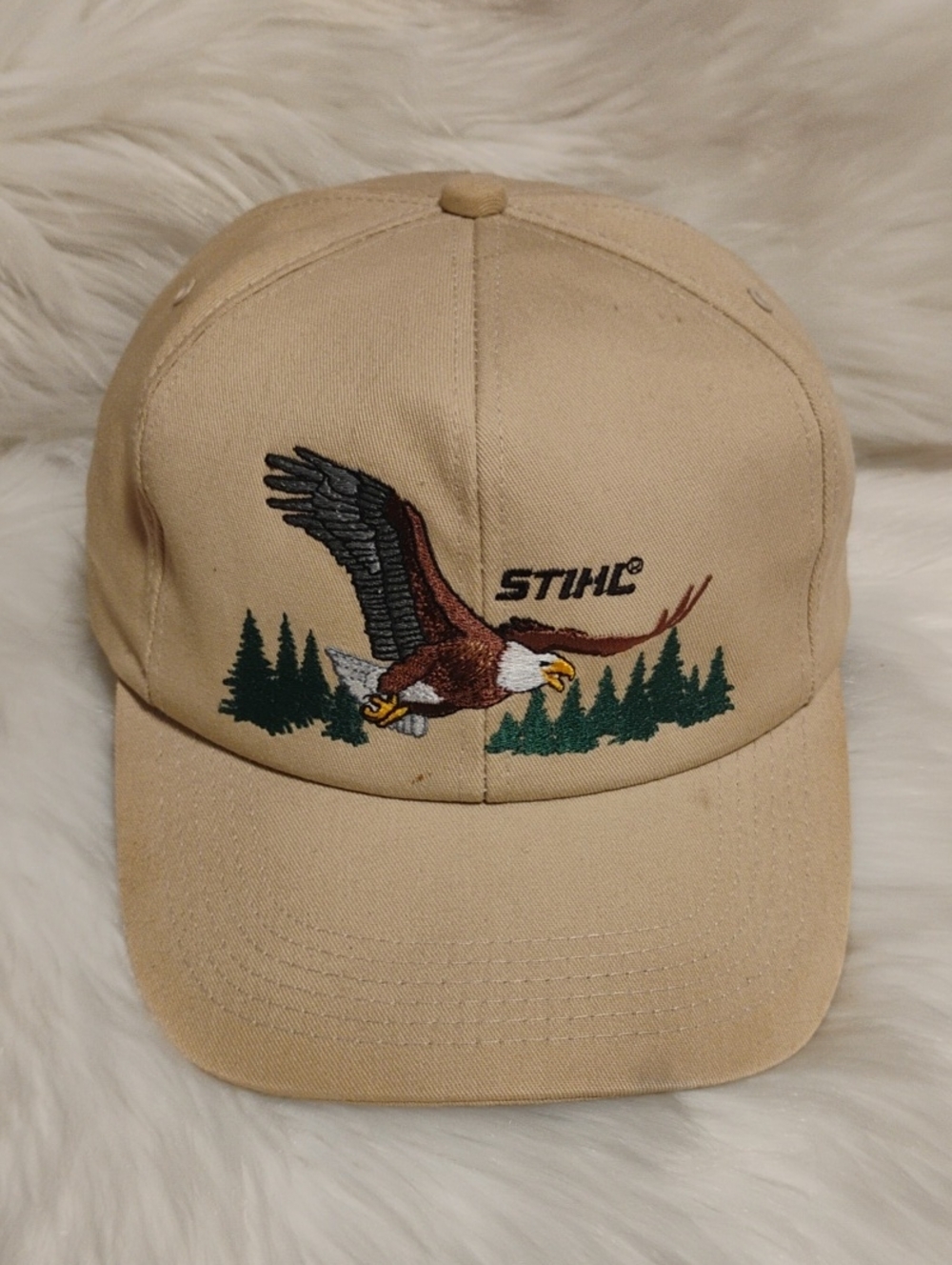 (C-75) STIHL 2001 Vintage Men's Beige Eagle Embroidered Cap